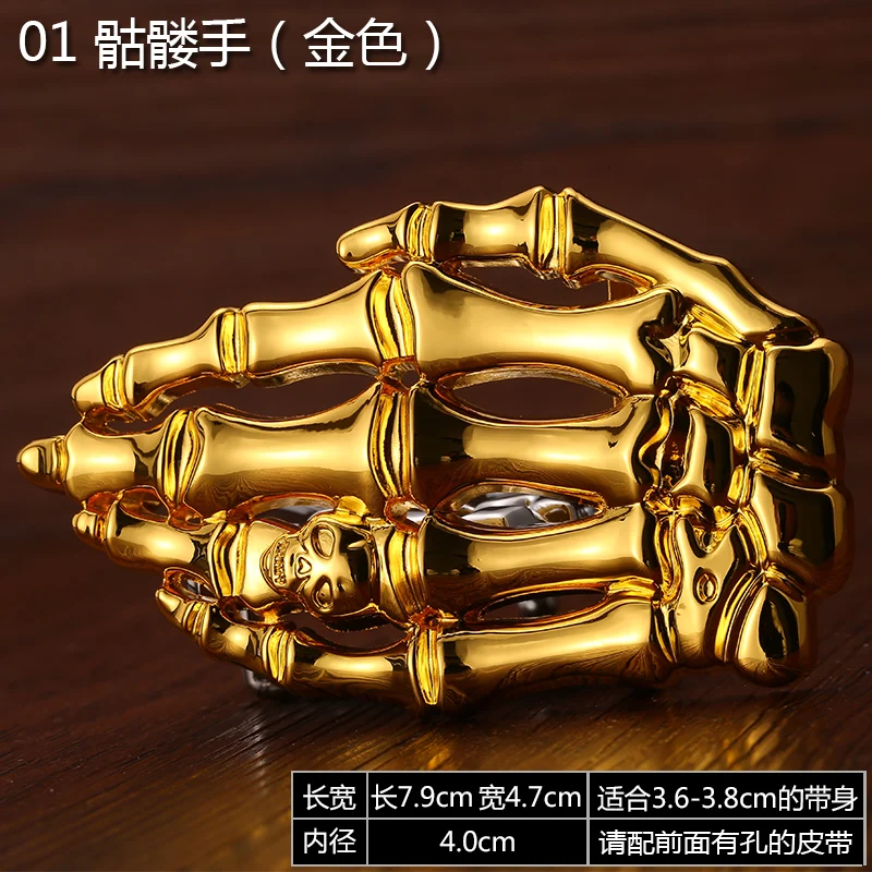 40mm inner size high quality zinc alloy skull hands western belt buckle