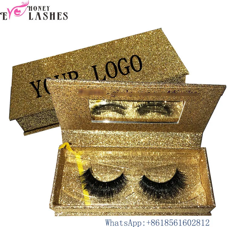 
Magnetic eyelashes case with mirror 100% Real Mink Fur Lash Package black glitter Eyelash Box OEM Custom Logo Packaging 