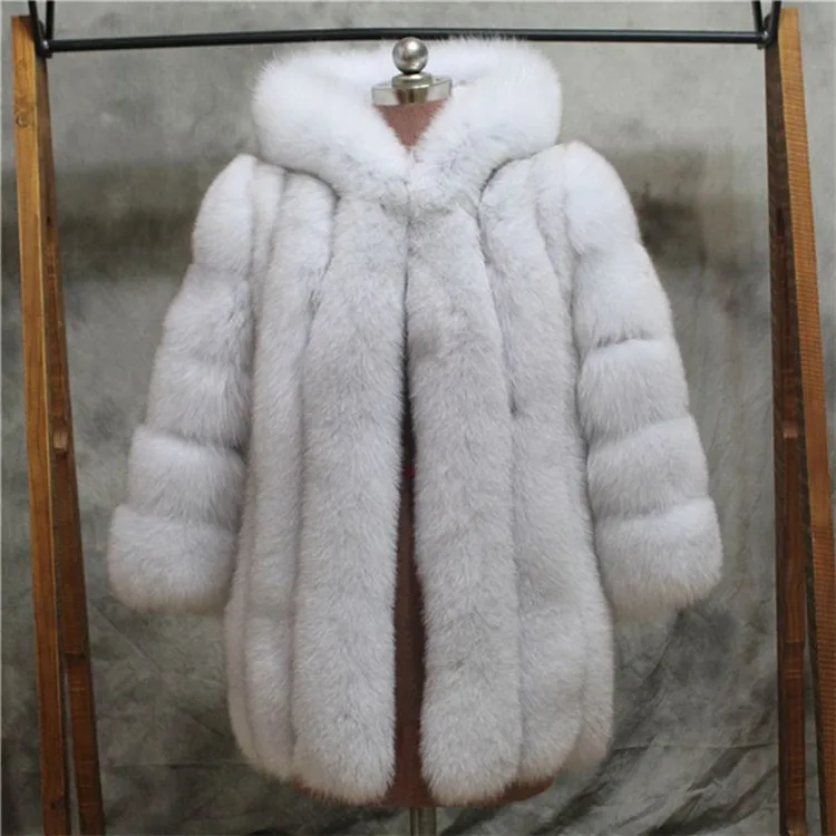 Wholesale New Winter 2021 Women Jacket Lady Parka Fur Hood Coat Artificial Long Fur Coat For Women