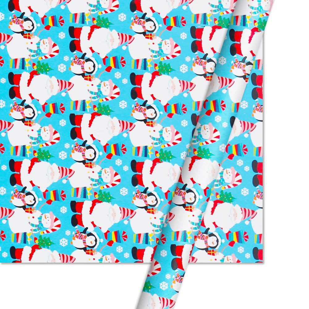 
wholesale printed father christmas gift wrapping paper roll/sheet 