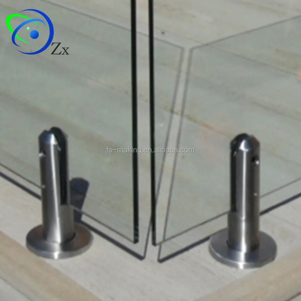 Curved frameless glass balcony balustrade with stainless steel inox spigot plinth /railing/Baluster/guardrail /fencing