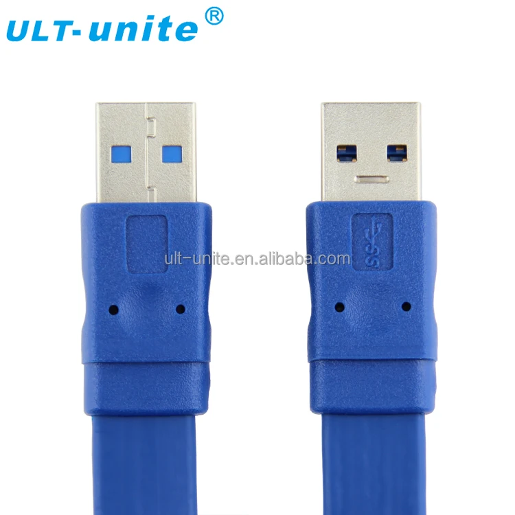 USB3.0 Male Flat Cable Blue OD=2.5*12.1mm L=0.6m