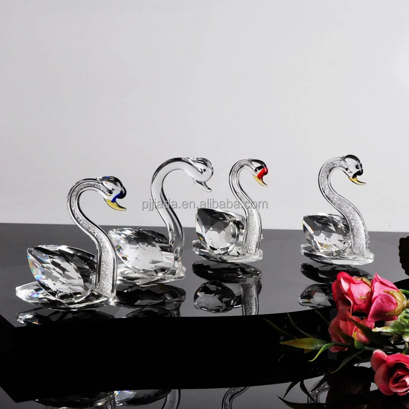 Crystal Glass  Animal Swan Figurines Craft Ornament K9 Clear Crystal Swan For Wedding Decoration