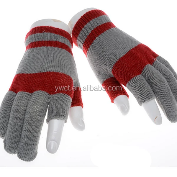 Custom Knitted Thinsulate Winter Warm 2 Fingerless Cute Students Study gloves