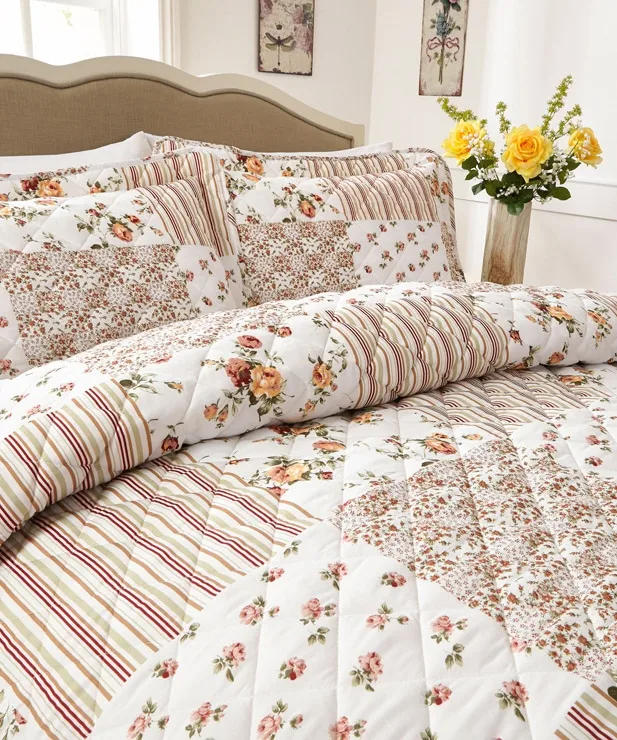 Floral Pigment Printing Quilt Patchwork Bedspread Set