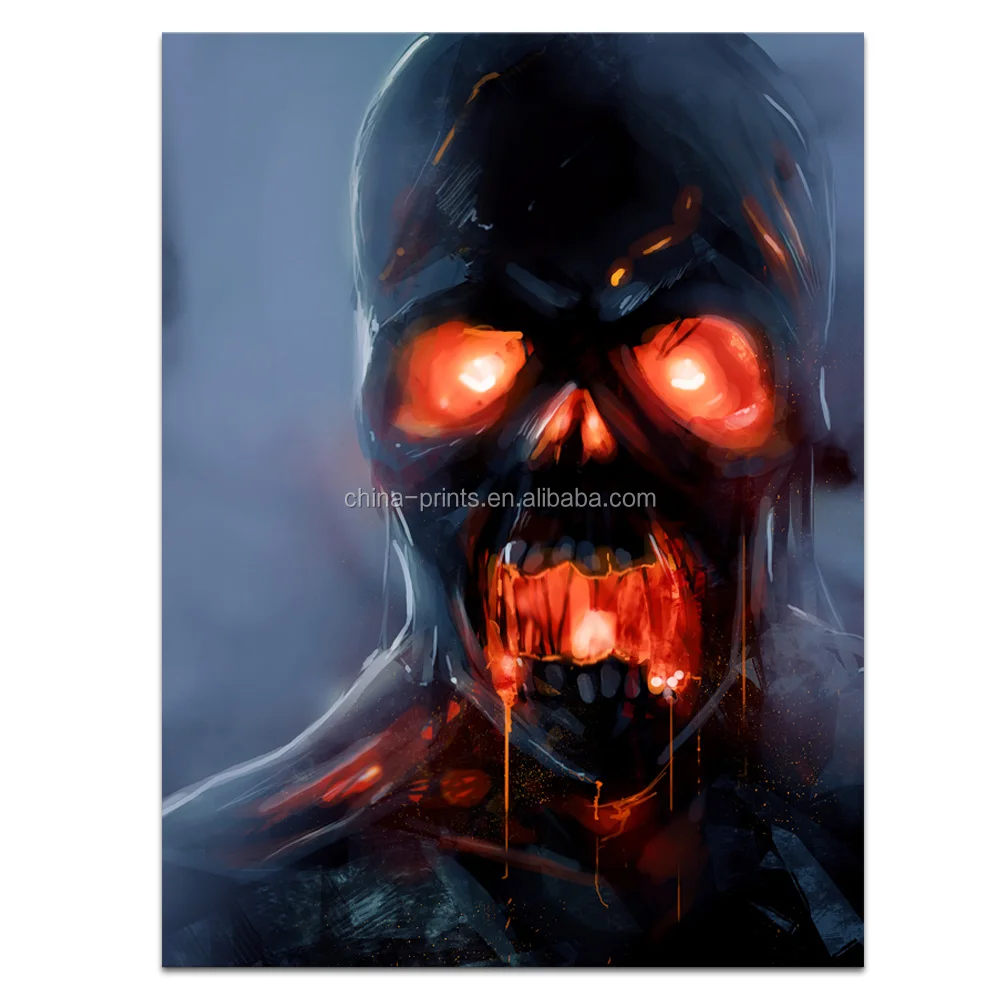 1 Panel Red Eye Ghost HD Printed Custom Canvas Art Scary Skull-Printed Wall Picture Wholesale Drop-shipping/SJMT1884