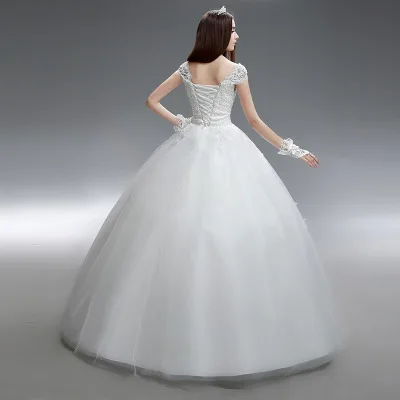 
SLS042YC Cheap Women Clothing Dress for Bride Cap Sleeves Full Lace Tiered Slim Waist Princess Ball Gown Wedding Dresses 2019 