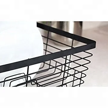 Kitchen Dish Drainer Drying Rack With Black Color Stainless Steel Dish Rack