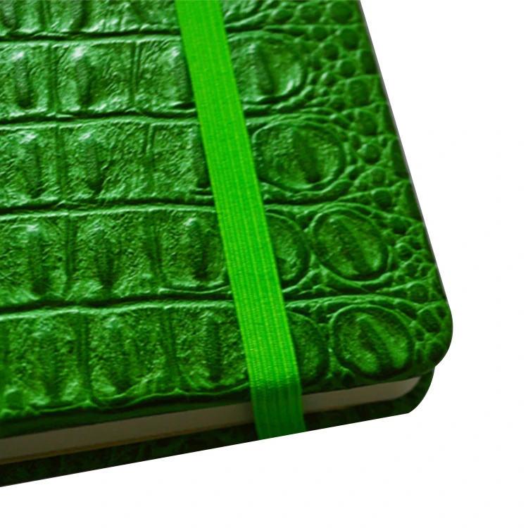 High quality A5 crocodile grain  leather elastic bound notebook 2020 planner