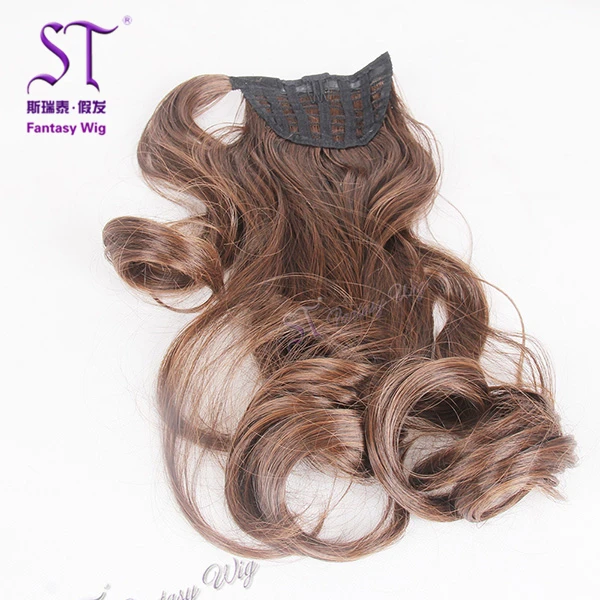 Body Wave Snap On Wrap Around Long Synthetic Hairpieces Ponytail Hair Attachment
