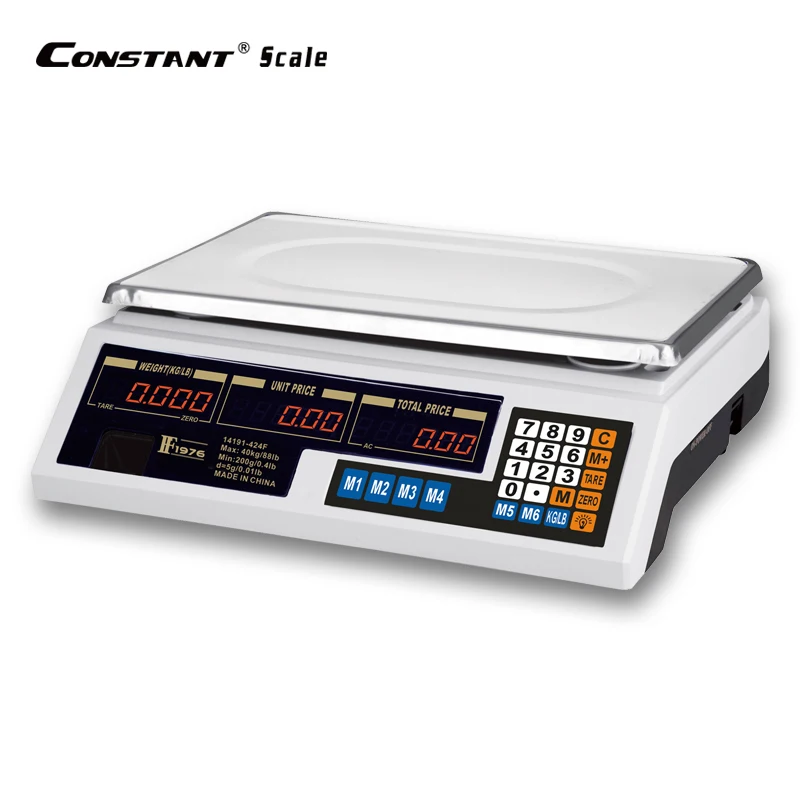 
FF1976-424F Fruit commercial balance Electronic Price Counting Scale digital weighing scale LED Dual-display 40kg/5g 
