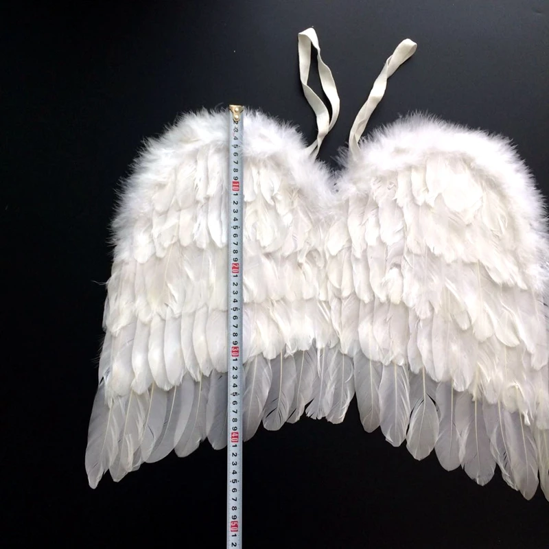 Wholesale new design handmade children white feather angel wings   feather wings for halloween, christmas