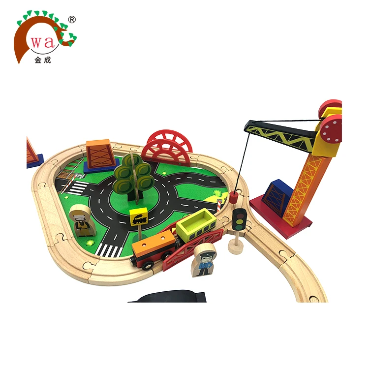 Good quality wooden eight character railway toy train set on sale/wooden railway train