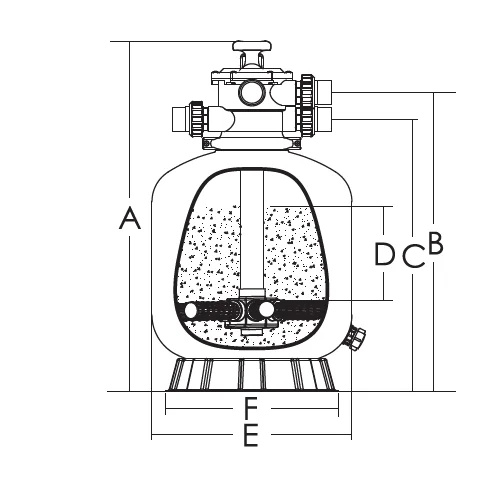 Swimming Pool Equipment for Swimming Pool Sand Filter(1.5' top mounted valve for 450mm-700mm)