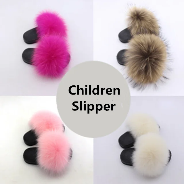 
2020 New Design Most Popular Hot Sale Flat Fur Slide Sandal For children 