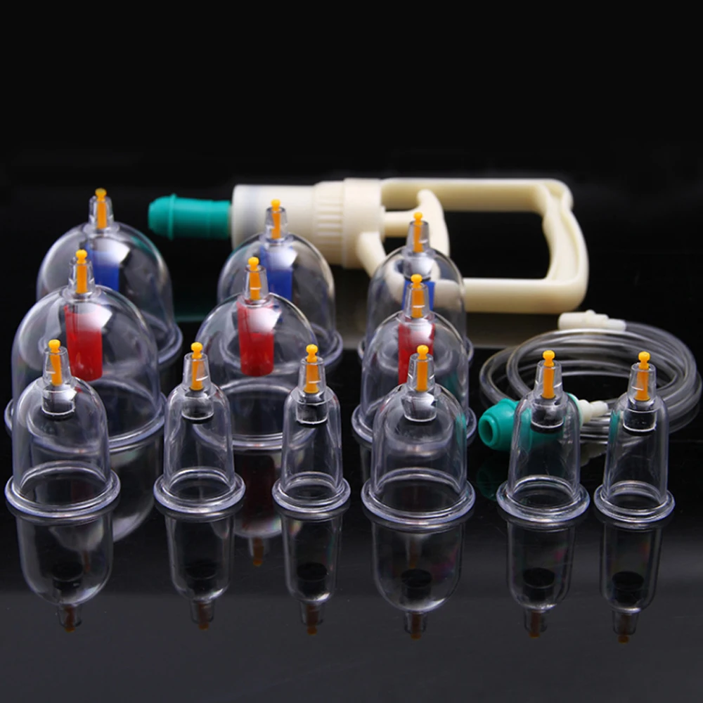 
OCELL Chinese traditional medicine Glass Cupping Set therapy Vacuum cupping cans Massage for body health cupping 12pcs set 