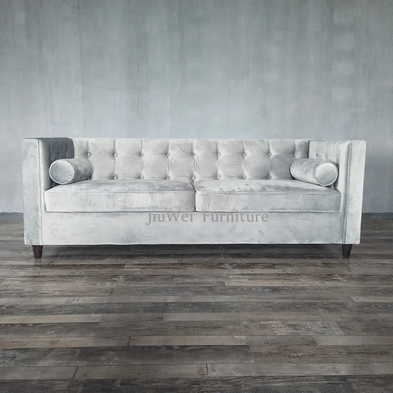 Customized New Design Tuxedo Series Tufted Velvet Living Room Chesterfield Classic Fabric Sofas