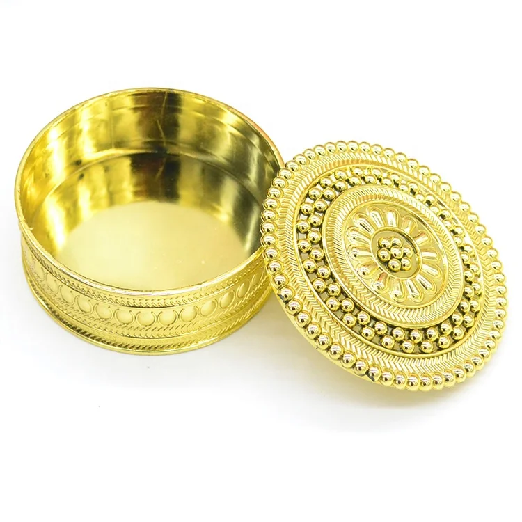 Plating gold silver wedding party round plastic gift box