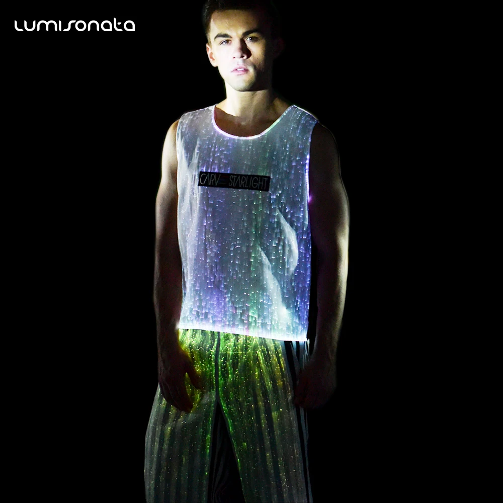 Fiber Optic Party Outfits Rave LED Music Festival Light up Glow in the Dark Glowing Clothes