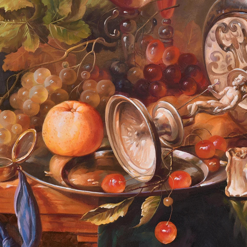 Известная классическая настольная картина маслом на заказ, фрукты, винные бутылки