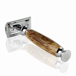 Традиционная Мужская бамбуковая бритва с двойным краем, безопасная бритва