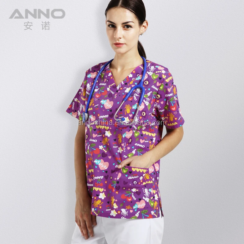 Anno wholesale fancy designer medical scrub suit for women