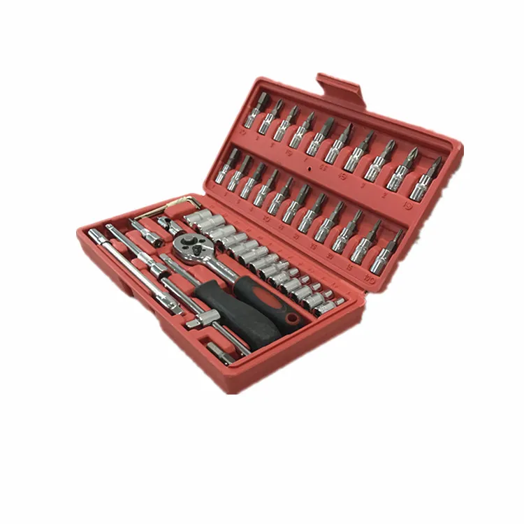 46PCS China Industrial Mini socket ratchet wrench set 1/4 socket set screwdriver head Auto bicycle Repair tools