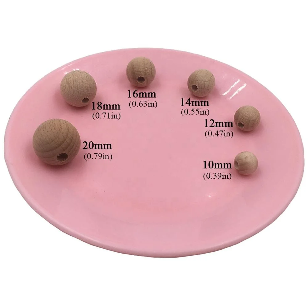 Бусина для прорезывания зубов из натурального гладкого бука класса А, 10-20 мм