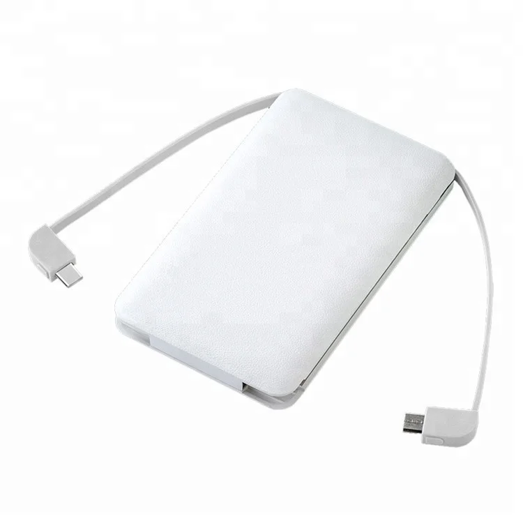 
Dual built-in cables mobile 5000mah power bank, phone power supply 