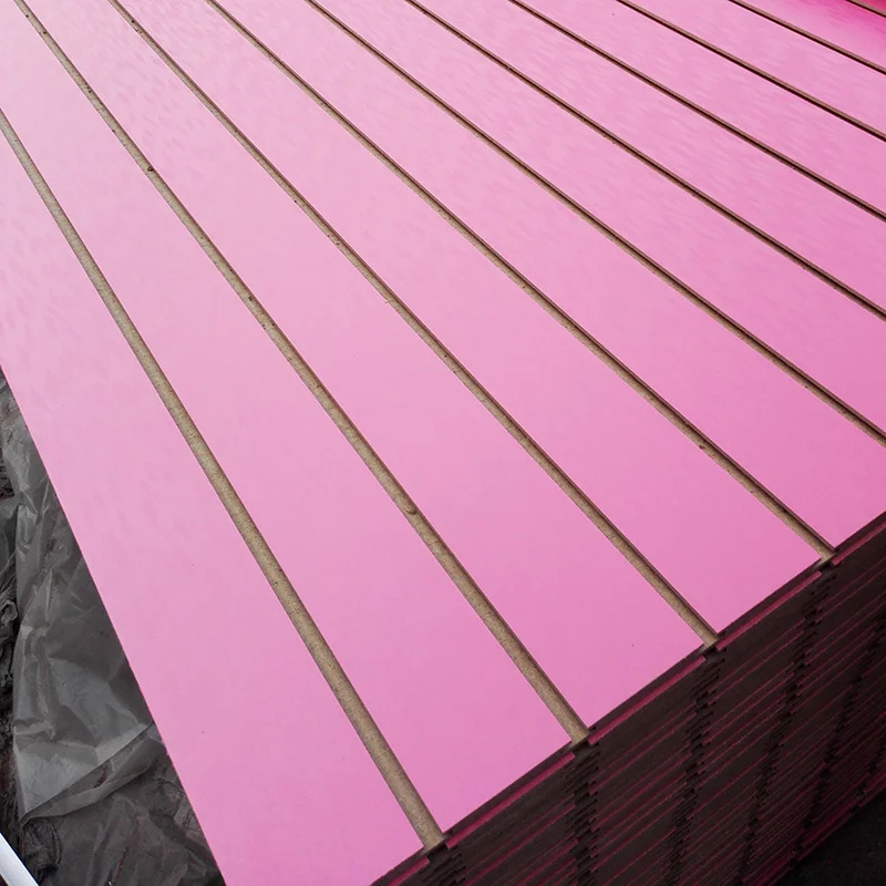 New design !!!and Pink color for price 15mm18mm Slatwall panel/slotted MDF melamine mdf for Shelves display