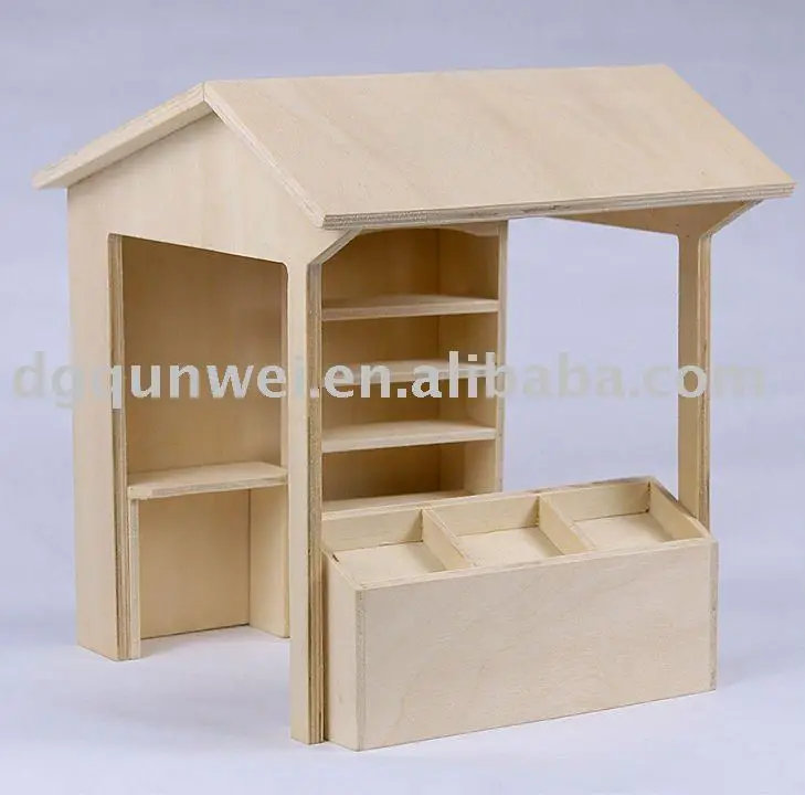Wooden Mini Store Fruit Stand Canteen Coffee Stand Miniature Dollhouse 1:12