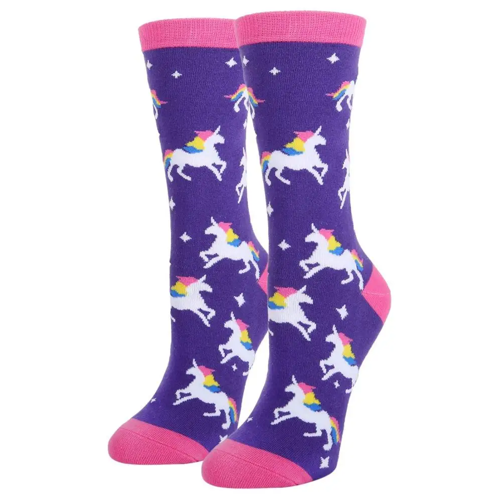 
18537 Women happy comfortable combed cotton my socks Little Pony lovely horse pattern crew socks 