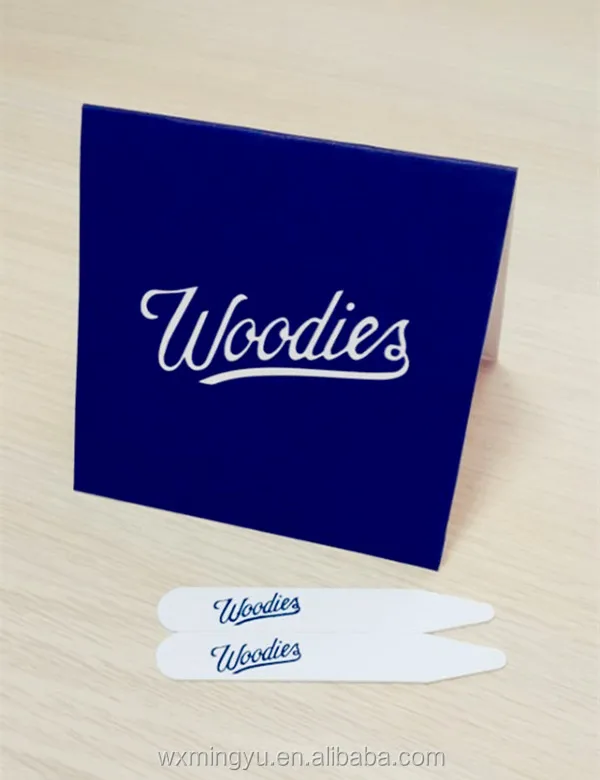 plastic collar bone with card packaging, shirt colar stiffener with logo