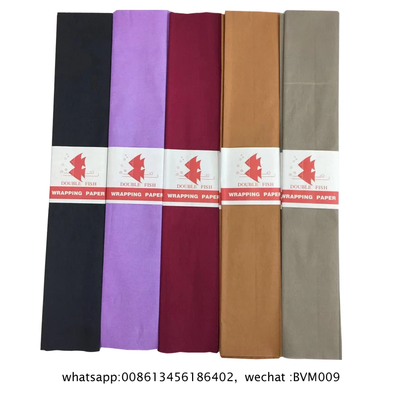 COLORFUL CREPE PAPER DOUBLE FISH 17GSM WRAPPING PAPER 20% STRETCH