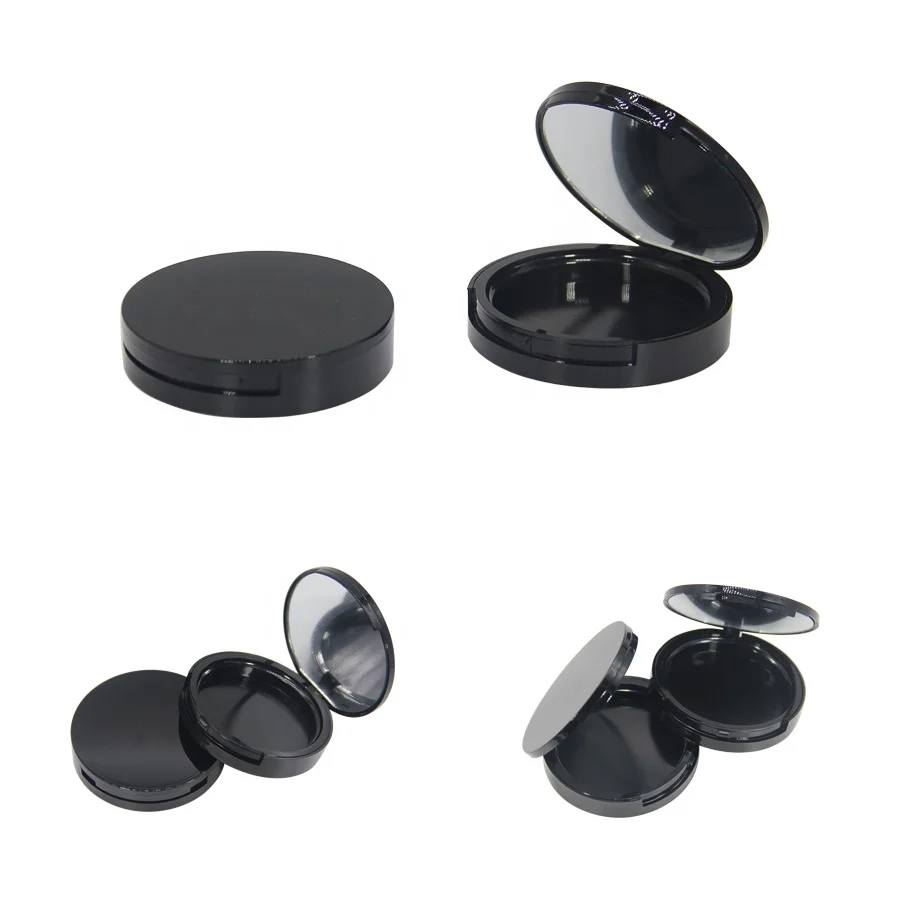 
 Лидер продаж, черный Компактный Контейнер для пудры для макияжа, пластиковый контейнер для косметики, Пустой компактный контейнер для пудры для продажи  