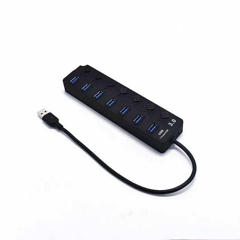7 Ports USB 3.0 HUB Multi Ports High Speed USB Splitter with 7 Turn on button