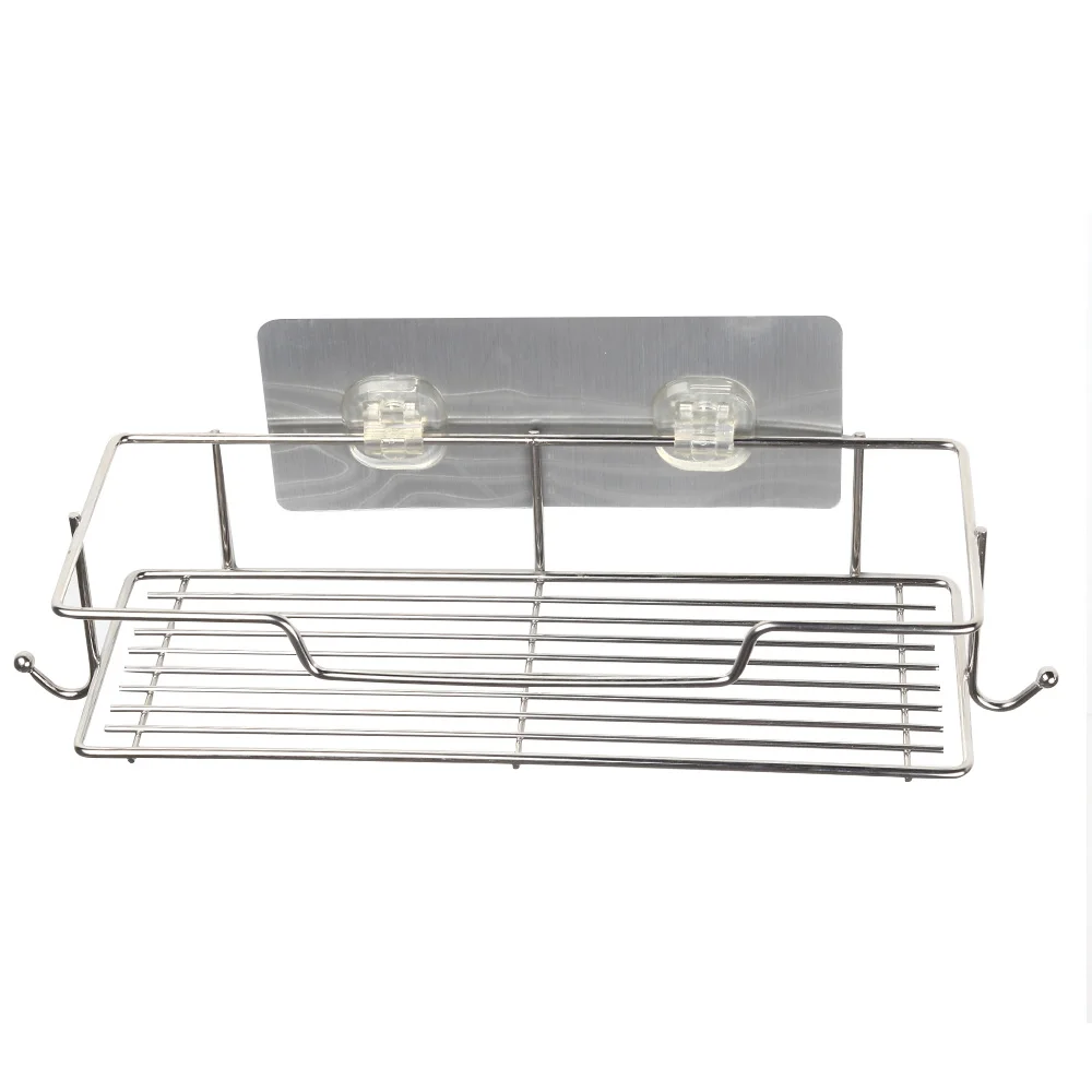 High Quality Rustproof Stainless Steel Metal Bathroom Shelves Wall Mounted Shower Caddy Adhesive Storage CN;ZHE