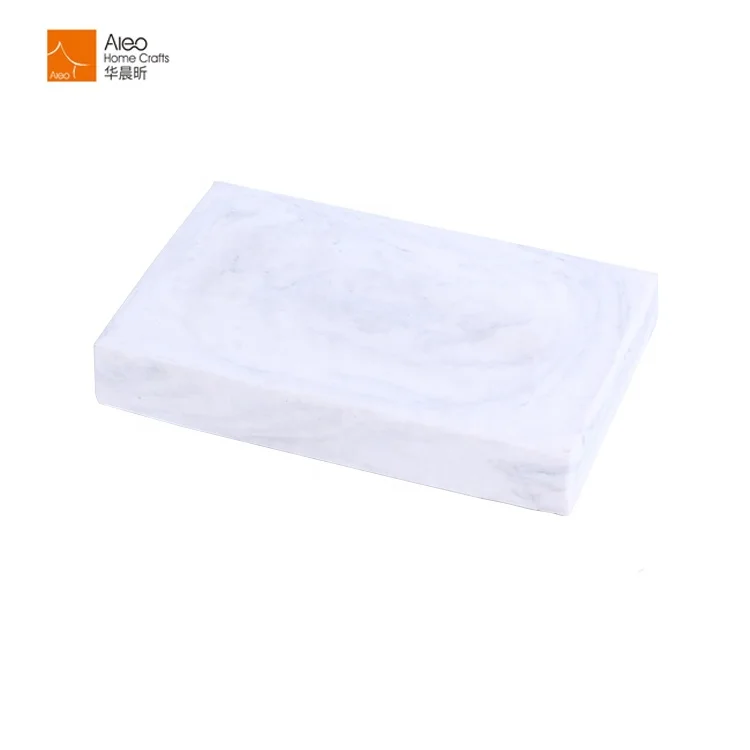 Wholesale Top Grade Hotel Room polyresin  Square Soap Tray Dish Holder White Marble custom Soap Dish