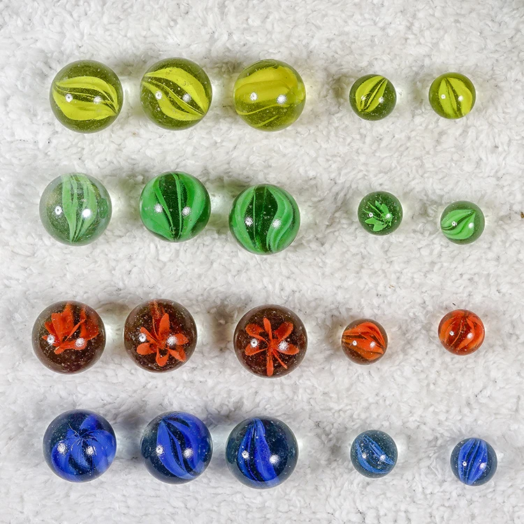 Custom logo marble 25mm glass marbles with 8 petals eye balls