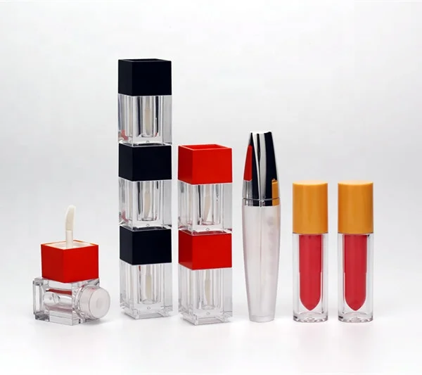 
hot sellers mini 4ml lip gloss glue square packaging tube lip stick bottle custom design 