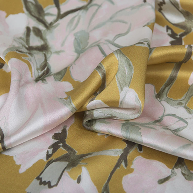 
Natural 100% silk satin digital printed fabrics produced in Chinese factories 
