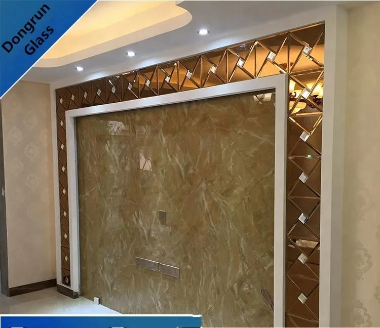 Rhombus clear Golden Silver Tinted Spell Mirror Glass Living Room Dining Room Background Decorative Wall Mirror
