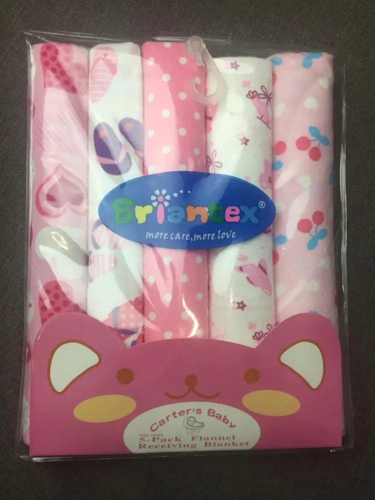 Briantex factory manufacture 100%soft cotton Baby Blanket Comfortable  Flannel Baby Receiving Blankets
