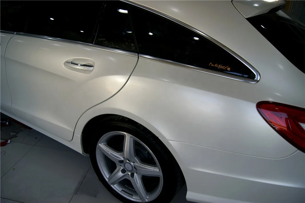 Satin White Pearl Vinyl Wrap Sheet Car Wrap Vinyl Wrapping Pearlescent Matte Stretchable with heat