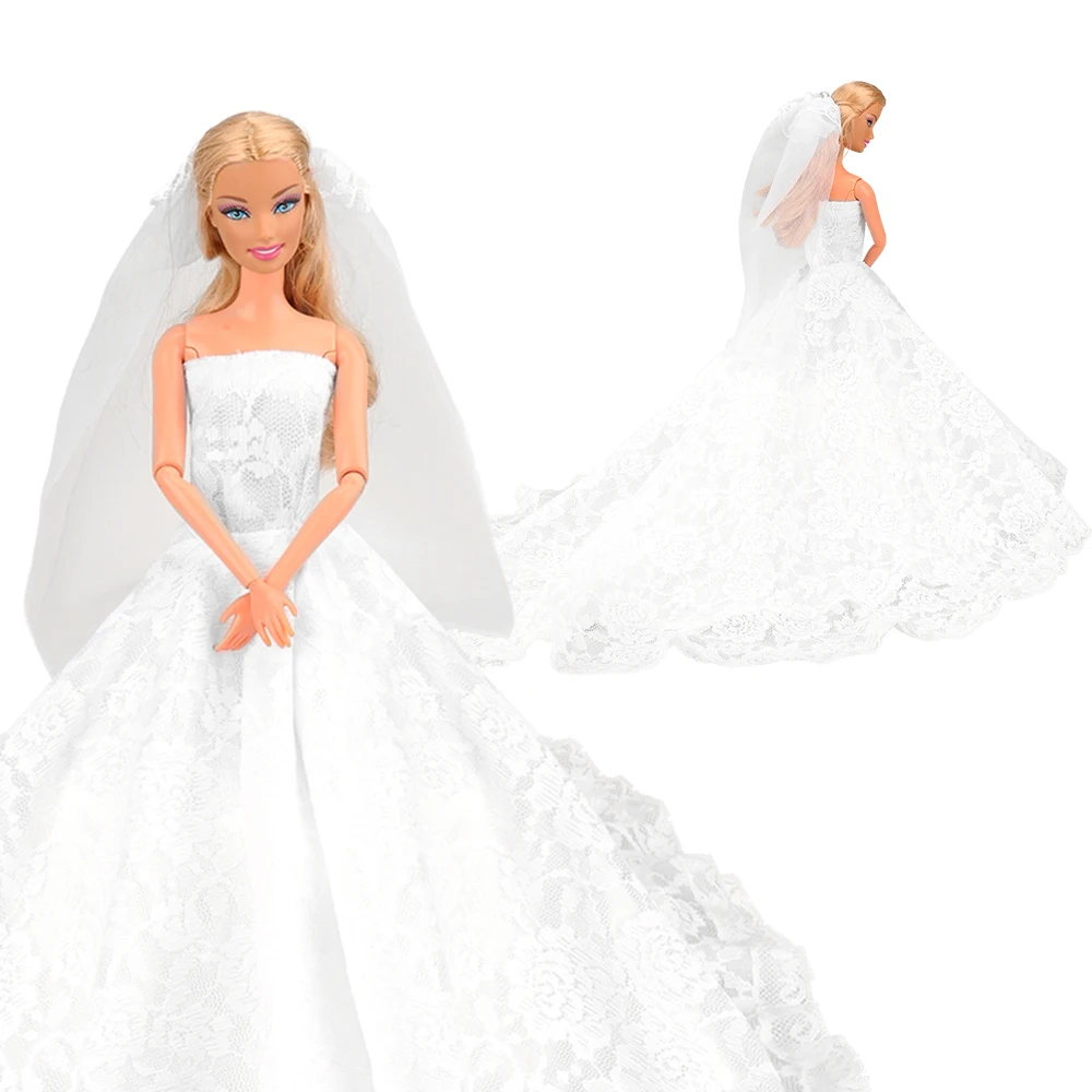 
Fashion Princess Wedding Dress With Black Suit Doll Clothes Ken Doll Couple Set for 11.5-12inch Doll Kid Girl Toy Gift 