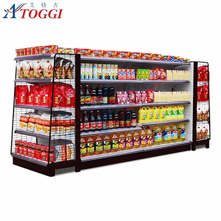 Односторонняя металлическая полка супермаркета настенная полка-стеллаж