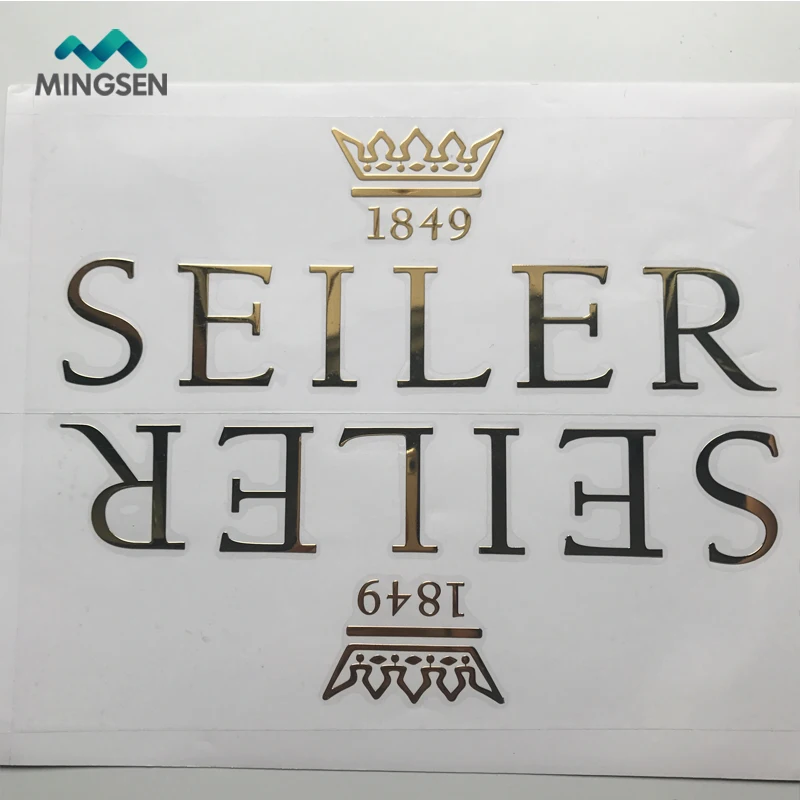 custom waterproof die cut gold silver thin metal sticker electroform nicker sticker