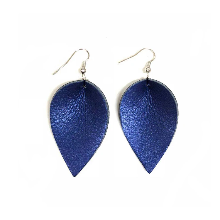 Factory Price 2022 Vintage Earrings Silk Luster Grace Smooth Leaf Leather Earrings