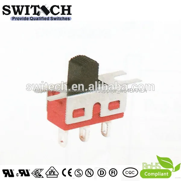 SPDT 3-pins металлический движковый переключатель