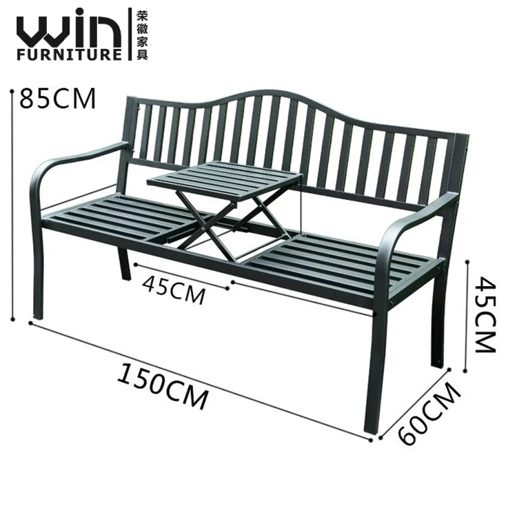 
Low Price Outdoor Steel Resting Bench Cast Iron Courtyard Chair with coffee table 